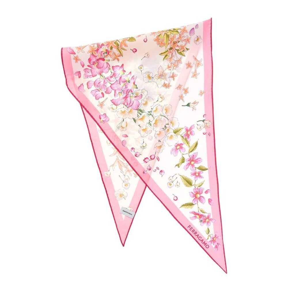 Ferragamo Spring Print Diamond Silk Scarf, Pink